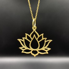 Gümüşhane Silver Lotus Çiçeği Gümüş Kolye Rose Altın Kaplama Lotus Gümüş Kolye