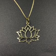 Gümüşhane Silver Lotus Çiçeği Gümüş Kolye Rose Altın Kaplama Lotus Gümüş Kolye