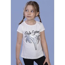 Toontoy Kız Çocuk Pullu Palmiye Nakışlı T-Shirt