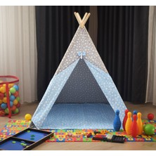 Miniks %100 Pamuk Ahşap Çocuk Oyun Çadırı Kızılderili Çadırı Oyun Evi