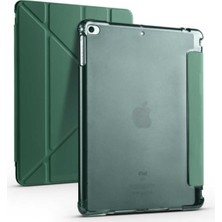 Teknetstore Apple iPad 9.7" 5. / 6. Nesil 2017 / 2018 Kılıf Kalemlikli Standlı Katlanabilir Kılıf Trifoling Kalem Bölmeli Tam Uyumlu Koyu Yeşil