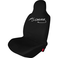 Öziron Tofaş Doğan Slx Oto Koltuk Servis Kılıfı Penye K.atatürk Imza Baskılı Ön Arka Takım Siyah