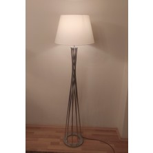 Mylights Gümüş  Metal Ayak  Lambader Beyaz Başlık  Köşe Lambası