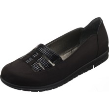 Costo Shoes A8512 Siyah Yağlı Crazy Dişli Kaymaz Taban Rahat Geniş Kalıp Büyük Numara Kadın Ayakkabı