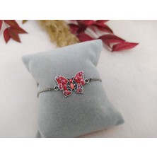 Hd Marketim Asansörlü Kırmızı Boncuklu Kelebek Tasarım Gri Renk Bileklik