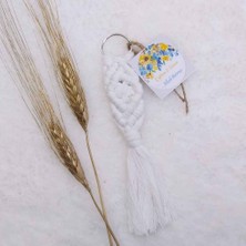 Hayaller Dükkanı 20 Adet Makrome Anahtarlık  Nişan Si Nikah Liği Beyaz