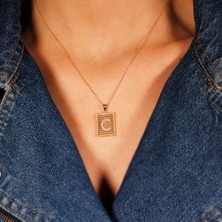 Adil Idil Kuyumculuk Taşlı C Harfi Özel Tasarım Kolye