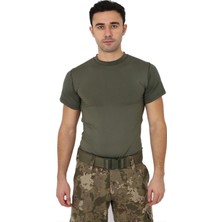 Asker Marketi Haki Kısa Kol Askeri Microfiber T-Shirt - Slim Fit Outdoor Tişört