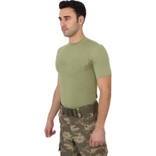 Asker Marketi Haki Kısa Kol Askeri Microfiber T-Shirt - Slim Fit Outdoor Tişört