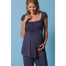 Monamise Kadın Lacivert Hamile Lohusa Pijama Takım 18305