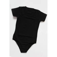 Anıt Lingerie Kız Çocuk 6'lı Paket Siyah Pamuklu Bisiklet Yaka Kısa Kol Çıtçıtlı Badi