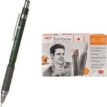 Tombow Uçlu Kalem SH-300 Grip Koyu Yeşil 0.5 mm + 12 Tüp Tombow 0.5mm 2b Min