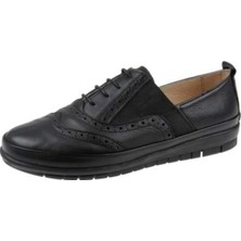 Beety 6169 Hakiki Siyah Deri Ortapedik Oxford Kadın Ayakkabı