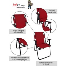 Bofigo Kamp Sandalyesi Katlanır Sandalye Piknik Sandalyesi Plaj Sandalyesi - Kırmızı