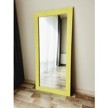 Dfn Wood Masif Ahşap Dikdörtgen Sarı Dekoratif Duvar Salon Ofis  Boy Aynası