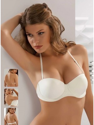 Le Jardin Kadın 7043 Beyaz Mikro Kaplı Sırtı Şeffaf Desteksiz Boş Sütyen