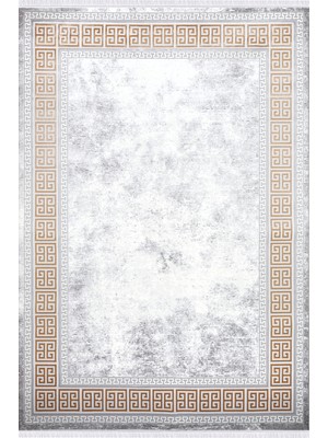 Almoss Halı Almoss Vista 5529Y Gri Gold 80X150 cm Saçaklı Modern Halı