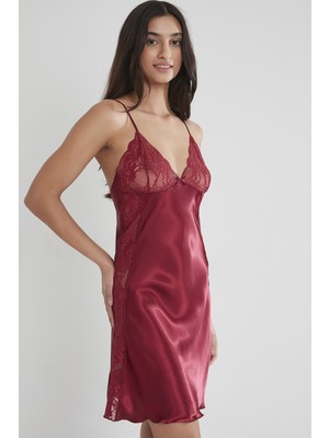 Pierre Cardin 624 Saten Gecelik - Bordo