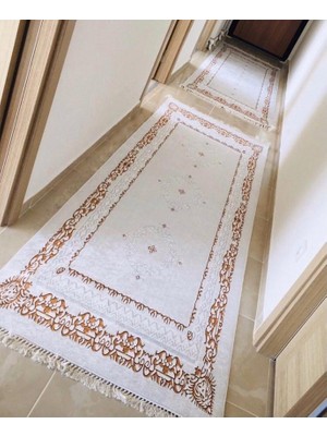 Saray Kaymaztabanlı Yıkanabilir Halı Kilim Yolluk Dijital Baskı Gold