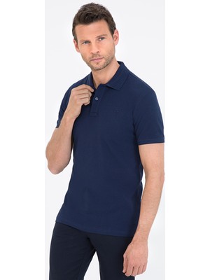 Pierre Cardin Erkek Koyu Lacivert Slim Fit Polo Yaka Basic T-Shirt 50232382-VR100