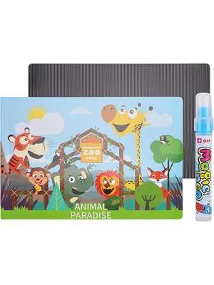 Mofy Baby Magic Water Sihirli Boyama Kitabı 3D Animasyonlu Özel Plaka ve Kalemli Hayvanlar Alemi