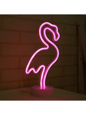 Hediyesahibi Hediye Sahibi Flamingo Tasarımlı Neon LED Lamba 32*15CM