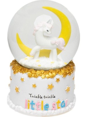 Fbz Home Twinkle Twinkle Unicorn Ay Kar Küresi Işıklı Müzikli Büyük Boy Cam Küre