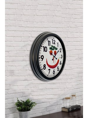 Platin Saat 40 cm Siyah Metal Mutfak Duvar Saati