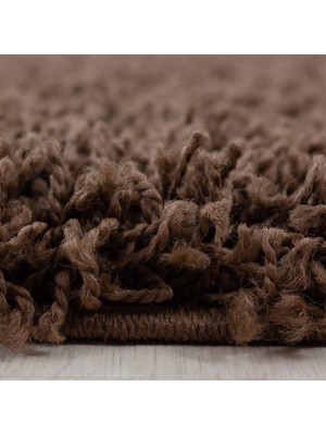 Pixel Shaggy Halı 50 mm Tüy düz Renk Koyu Kahverengi Oturma Odası Salon Halısı
