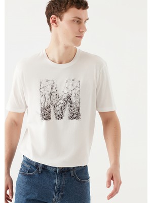 Mavi Erkek M Baskılı Beyaz Tişört 066367-32158