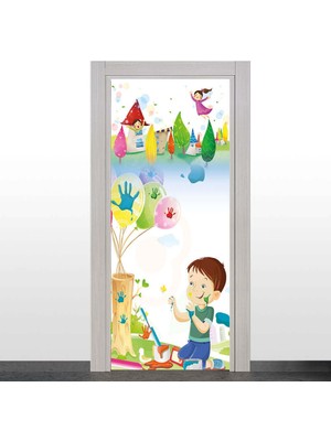 Okularenkkat Çocuk ve Ağaç Temalı Kapı Giydirme