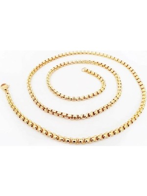 BijuStore Gold Renk Çelik Örgü Kolye