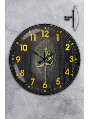 Platin Saat 35 cm Bombeli Gerçek Camlı Dekoratif Duvar Saati