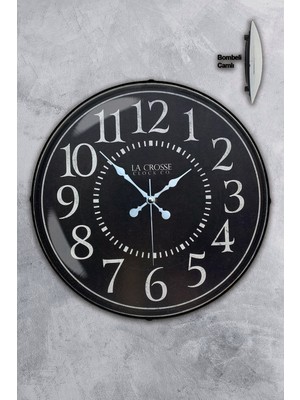 Platin Saat 35 cm Bombeli Gerçek Camlı La Crosse Duvar Saati