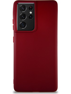 Case World Samsung Galaxy S21 Ultra Kılıf Soft Premier Renkli Silikon Kapak - Mürdüm