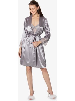 Pierre Cardin Kadın Saten Gecelik Sabahlık Takım 4300