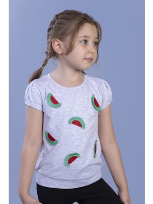 Toontoy Kız Çocuk Karpuz Nakışlı T-Shirt