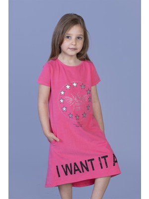Toontoy Kız Çocuk  I Want It All Baskılı Elbise