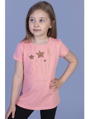 Toontoy Kız Çocuk Yıldız Nakışlı T-Shirt