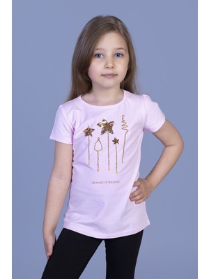 Toontoy Kız Çocuk Yıldız Nakışlı T-Shirt