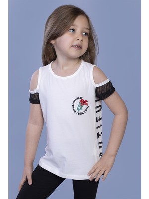 Toontoy Kız Çocuk Göğsü Nakışlı T-shirt