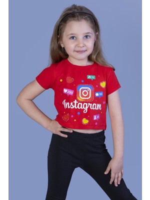 Toontoy Kız Çocuk Kalpli Instagram Baskılı T-Shirt