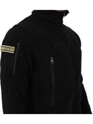 Asker Marketi Çok Cepli Siyah Tactical Polar - Taktik Askeri Outdoor Polar