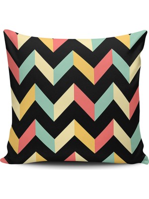 Alkan Homes Kırlent Dünyası Renkli Zigzag Desenli Dijital Baskılı Kırlent Kılıfı