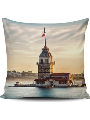 Alkan Homes Kırlent Dünyası Kız Kulesi Dijital Baskılı Kırlent Kılıfı