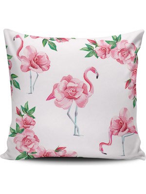 Alkan Homes Kırlent Dünyası Sevimli Flamingo Dijital Baskılı Kırlent Kılıfı