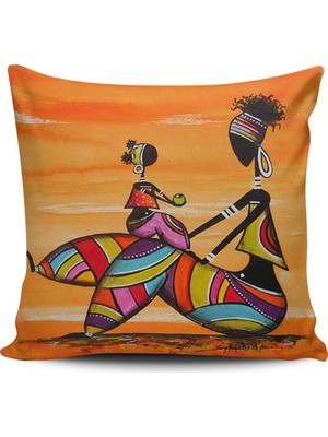 Alkan Homes Kırlent Dünyası Afrikalı Kızlar Dijital Baskılı Kırlent Kılıfı