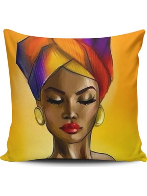 Alkan Homes Kırlent Dünyası Afrikalı Kızlar Dijital Baskılı Kırlent Kılıfı