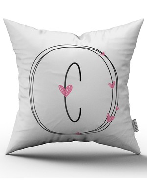 Cango Home Kalpli Harfli Kırlent Kılıfı - C Harfi