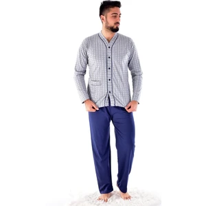 Erkek 940 Uzun Kol Boy Düğmeli Süprem Pijama Takımı Gri